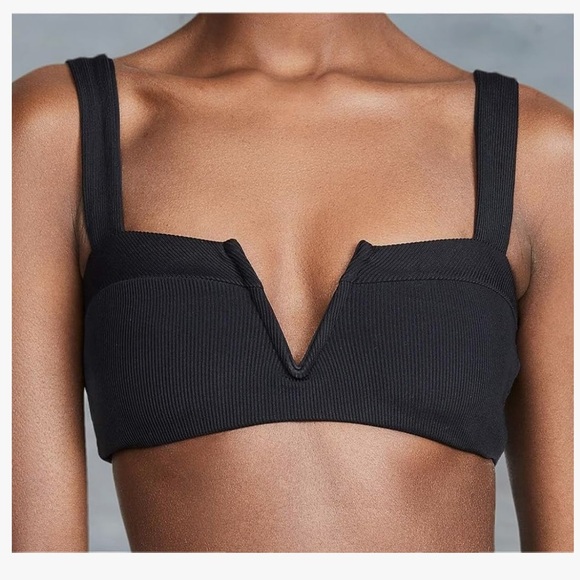 Lspace Ribbed Lee Lee Bikini Top S Black - Picture 1 of 8
